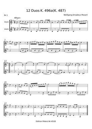 12 Horn Duos, K.487/496a - Wolfgang Amadeus Mozart Sheet Music for
