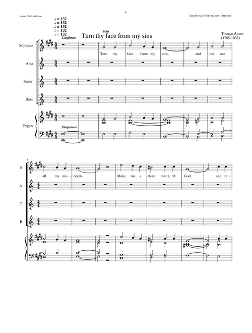Turn thy face from my sins - Thomas Attwood