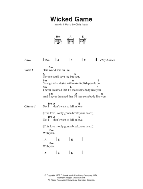 Wicked Game - Chris Isaak (Guitar Chords-Lyrics)