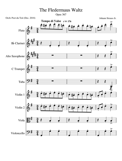 The Fledermaus Waltz- J Strauss Jr., Op.367 (Mixed Ensemble)