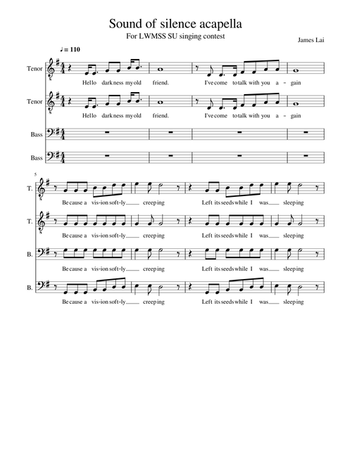 Sound of silence acapella (TTBB) full version