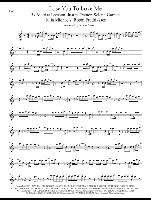 Lose You To Love Me (Arr. Kevin Busse) - Selena Gomez (Flute Solo)