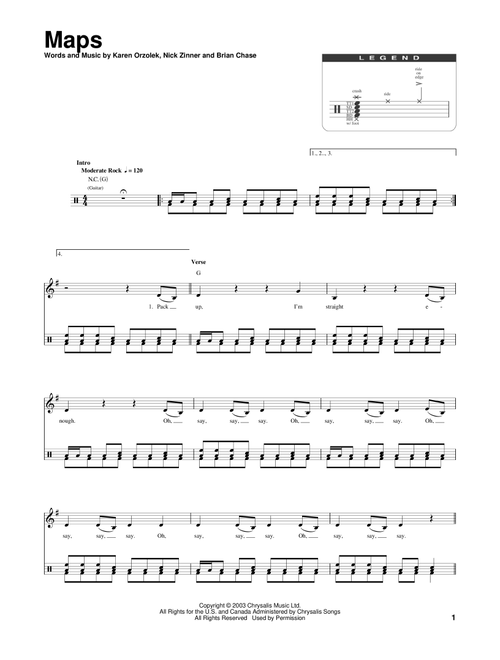 Maps - Yeah Yeah Yeahs (Drum Transcription)