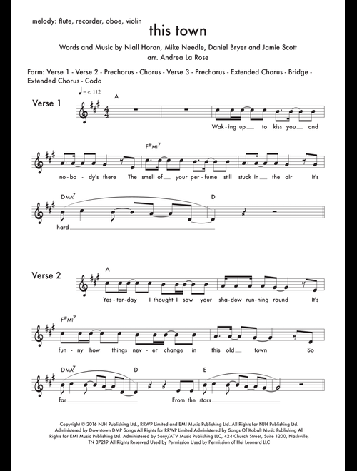 This Town (Arr. Andrea La Rose) - Niall Horan (Large Ensemble)
