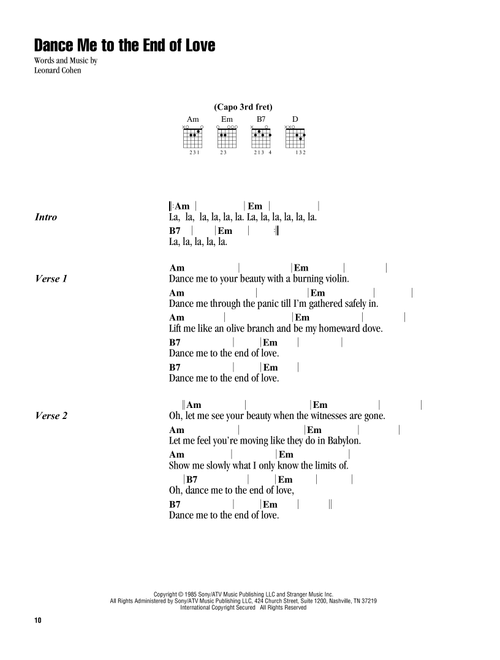 Dance Me To The End Of Love - Leonard Cohen, Madeleine Peyroux (Guitar Chords-Lyrics)