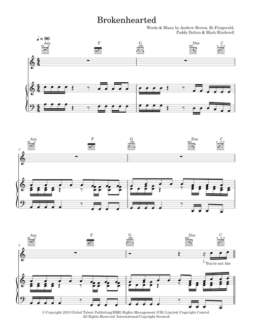 Brokenhearted - Lawson (Piano-Vocal-Guitar (Piano Accompaniment))