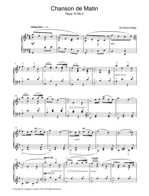 Chanson De Matin Opus 15, No. 2 - Edward Elgar (Piano Solo)