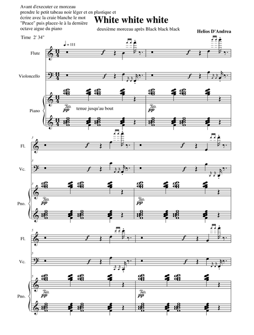 White White White for flute cello and piano from Suite Black White and Grey - Helios D'Andrea (Instrumental Duet and Piano)