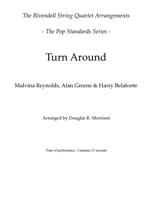 Turn Around (Arr. Douglas R. Morrison) - Harry Belafonte (String Quartet)