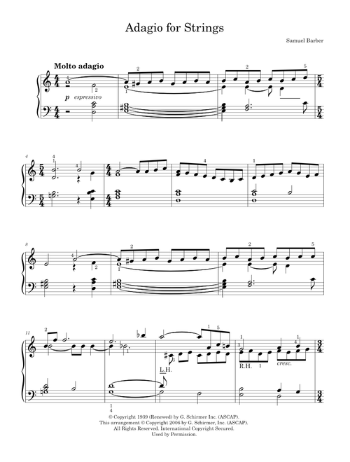 Adagio For Strings Op. 11 - Samuel Barber (Easy Piano)