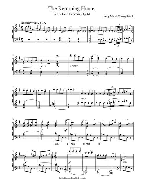 Beach: The Returning Hunter - No. 2 from Eskimos, Op. 64
