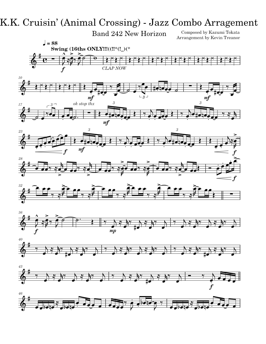 band 242 animal crossing Sheet music for Trumpet in bflat (Solo