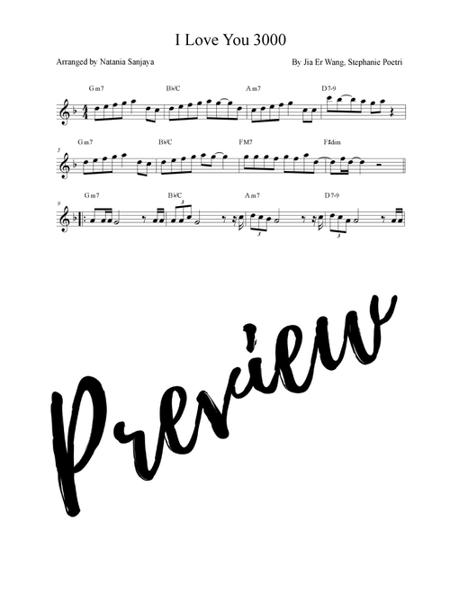 I Love You 3000 (Arr. Natania Sanjaya) - Stephanie Poetri (Lead Sheet - Fake Book)