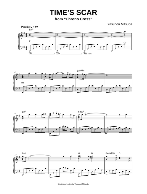 Time's Scar [from Chrono Cross] - Yasunori Mitsuda (Piano)