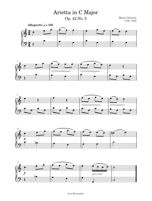 Arietta In C Major – Jennifer Linn, Muzio Clementi