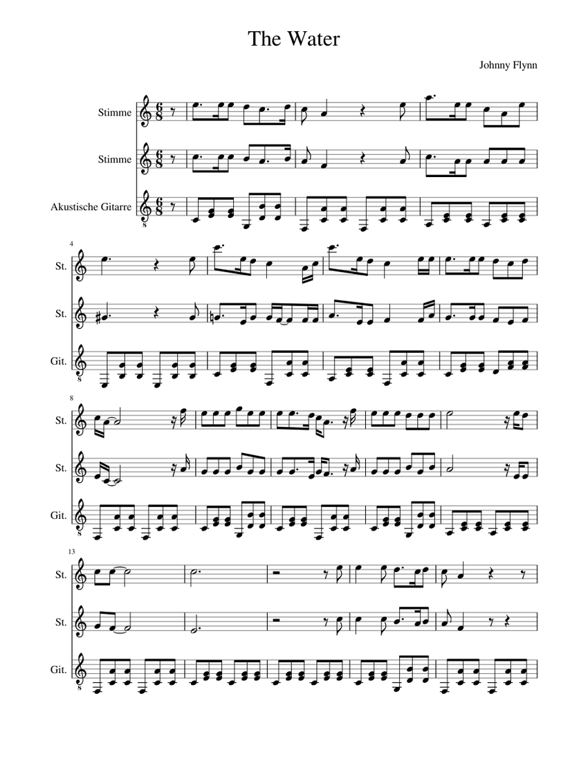 The Water – Johnny Flynn The Water Sheet Music for Vocals