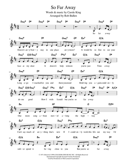 So Far Away (Arr. Rob Bullen) - Carole King (Instrumental Duet)