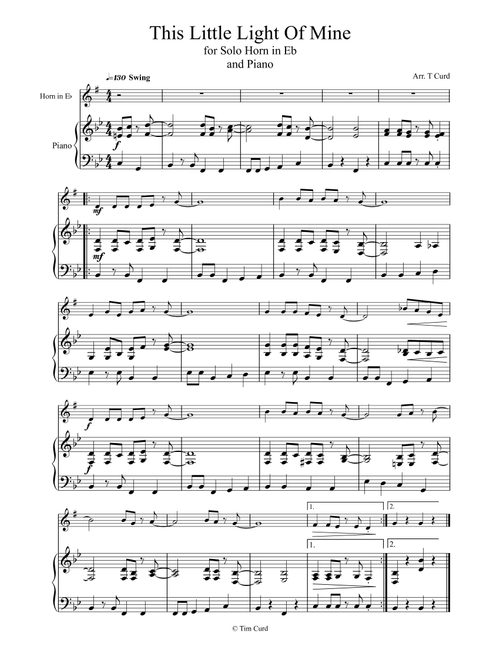 This Little Light of Mine for Horn in Eb and Piano (Arr. Tim Curd) - trad. (Instrumental Solo (with Piano Accompaniment))