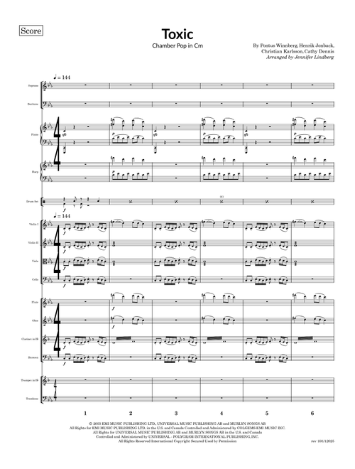 Toxic (Arr. Jennifer Lindberg) - Britney Spears (Large Ensemble)