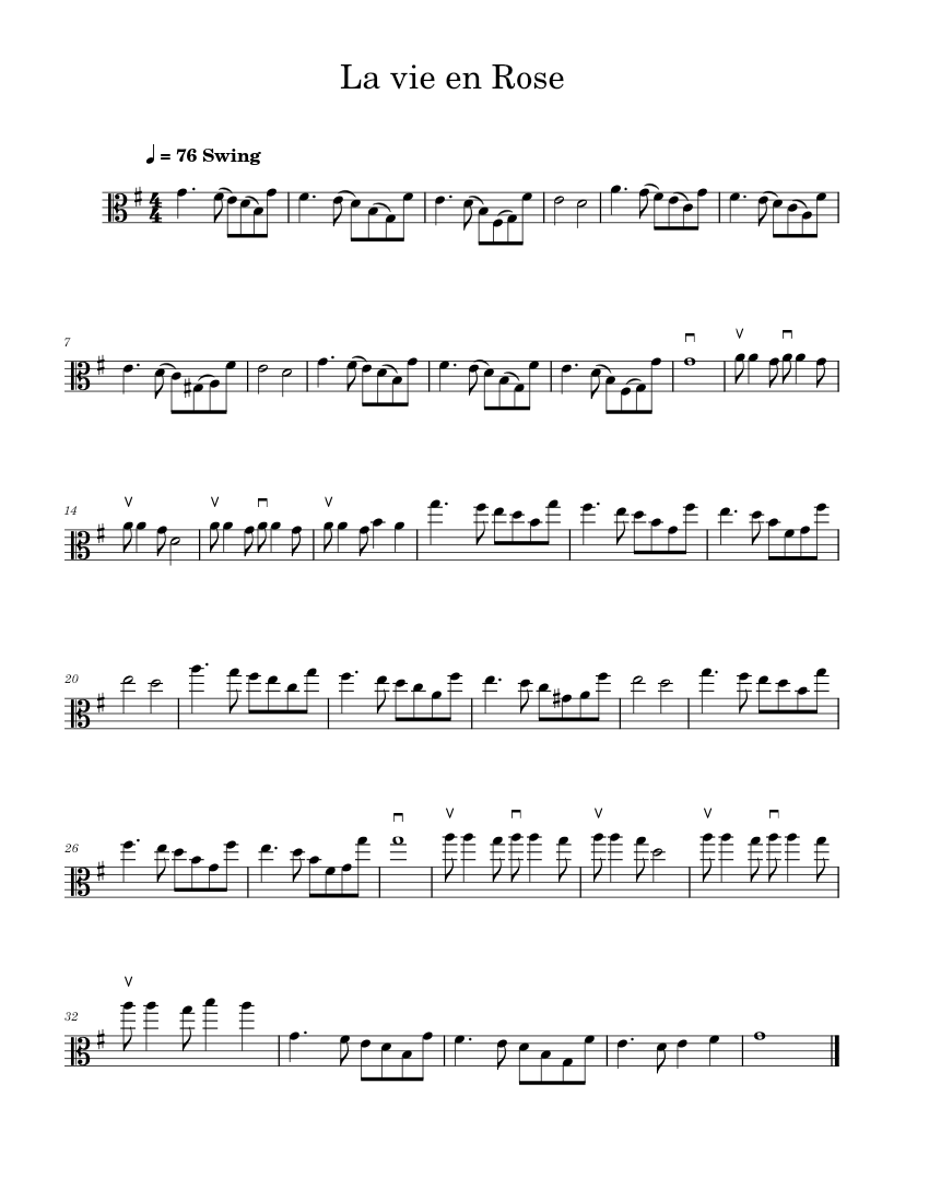 La Vie En Rose – Louis Armstrong Sheet Music for Viola (Solo