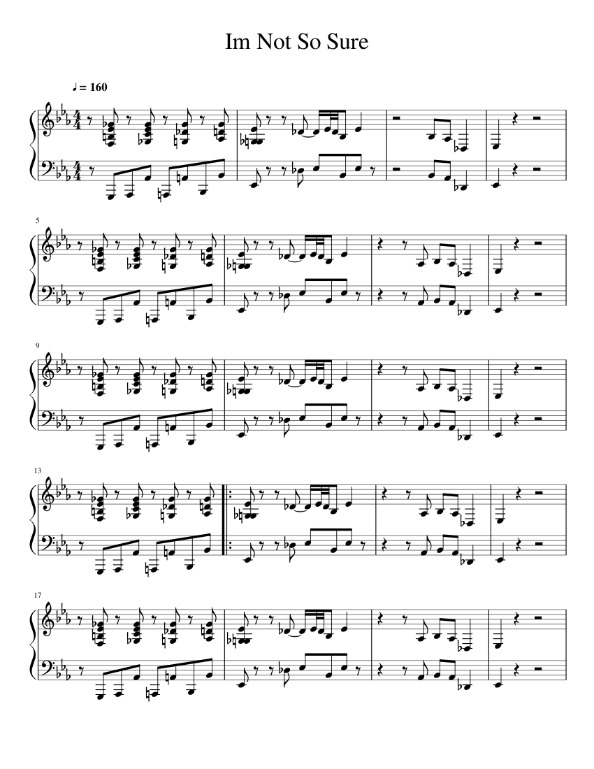 Im Not So Sure s Sheet music for Piano (Solo) Musescore com
