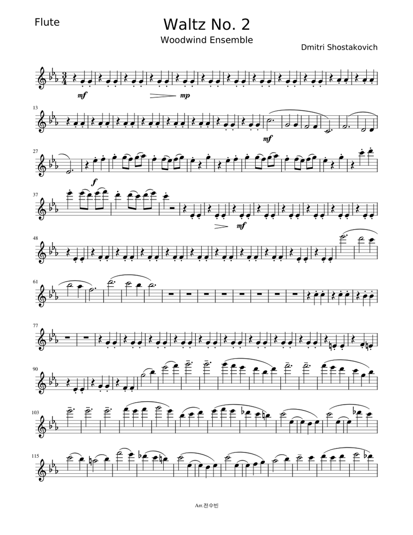 Waltz No. 2 Flute Sheet music for Flute (Solo)