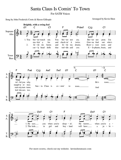 Santa Claus Is Comin' to Town (SATB A Cappella) | Christmas Caroling