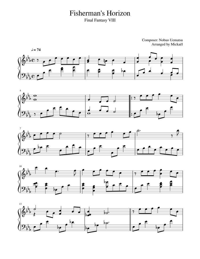 Fisherman's Horizon - Final Fantasy VIII Sheet music for Piano (Solo) Easy  | Musescore.com