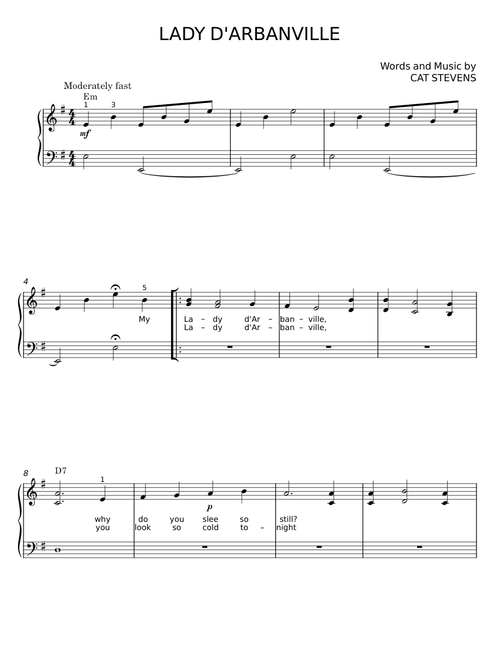 LADY D'ARBANVILLE - Cat Stevens