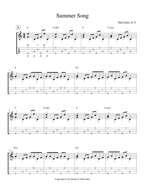 Summer Song (for Solo Fingerstyle Ukulele) - McCorkle, Dennis F. (Ukulele)