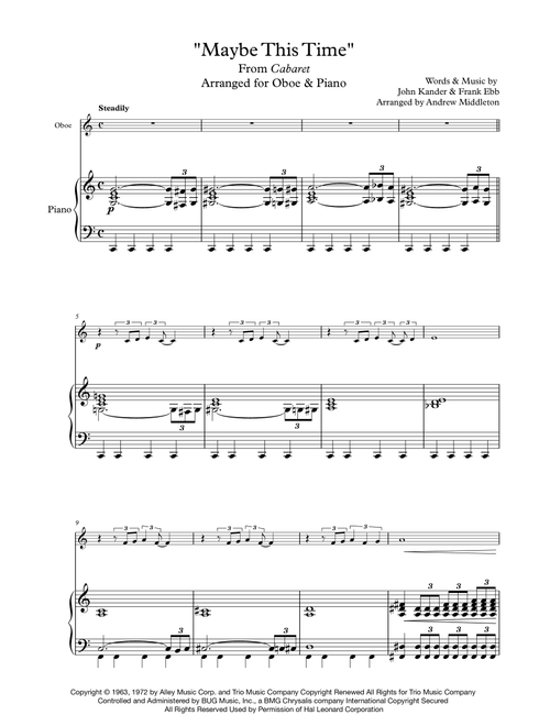 Maybe This Time (Arr. Andrew Middleton) - John Kander (Instrumental Duet and Piano)
