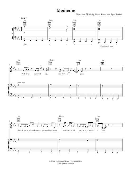 Medicine - Daughter (Piano-Voice-Guitar)