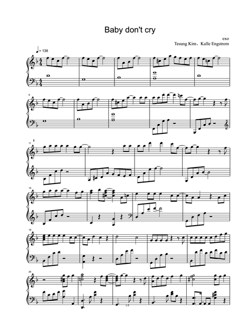 Baby Dont Cry (Arr. Exo) (Piano Solo)