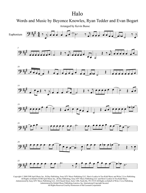 Halo (Arr. Kevin Busse) - Beyonce (Euphonium Solo)