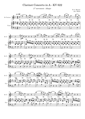 Concerto for Clarinet K 622 - Mozart - 2nd movt - for Bb clar