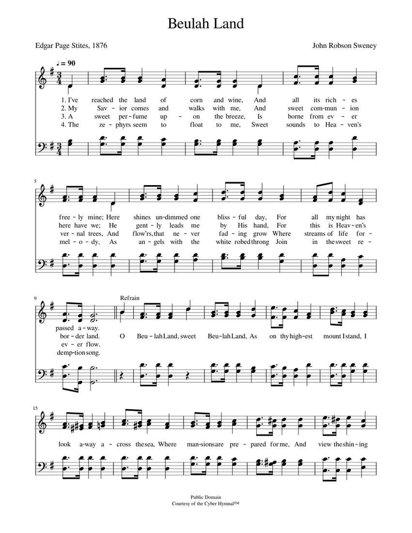 Beulah land John R. Sweney Sheet music for Piano (Piano Duo