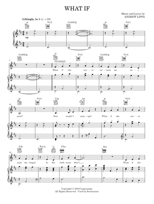What If - Andrew Lippa, The Addams Family Musical (Piano-Vocal-Guitar)