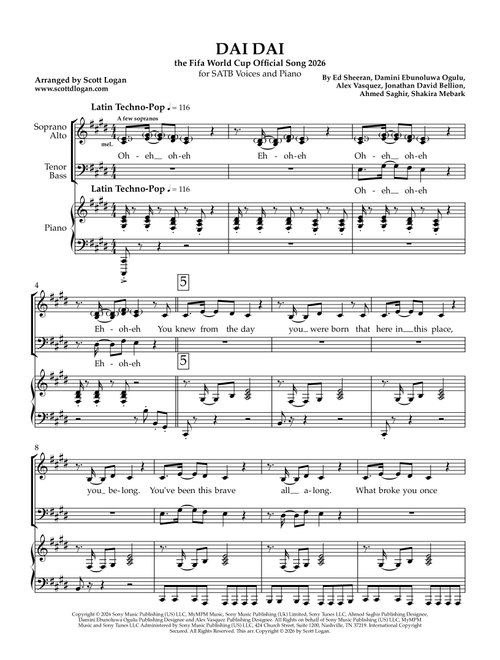 Dai Dai (Arr. Scott Logan) - Shakira & Burna Boy (Choral, SATB)