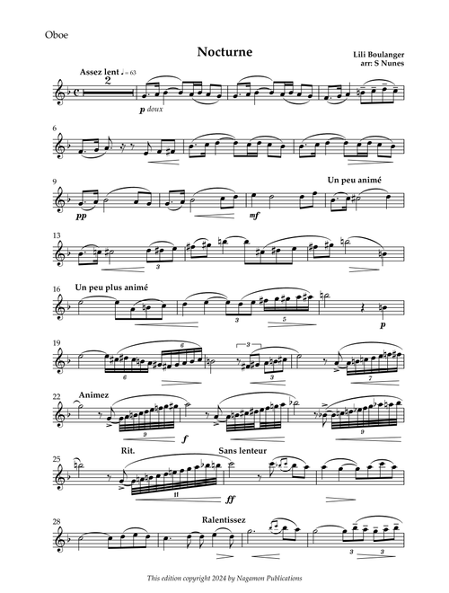 Nocturne (Arr. Steven Nunes) - Lili Boulanger (Oboe and Piano)
