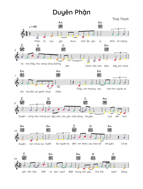 Duyen Phan (Arr. Isave Virtue) - Thai Thinh (Lead Sheet - Fake Book)