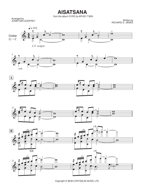 Aisatsana (Arr. Jonathan Godfrey) - Aphex Twin (Solo Guitar)