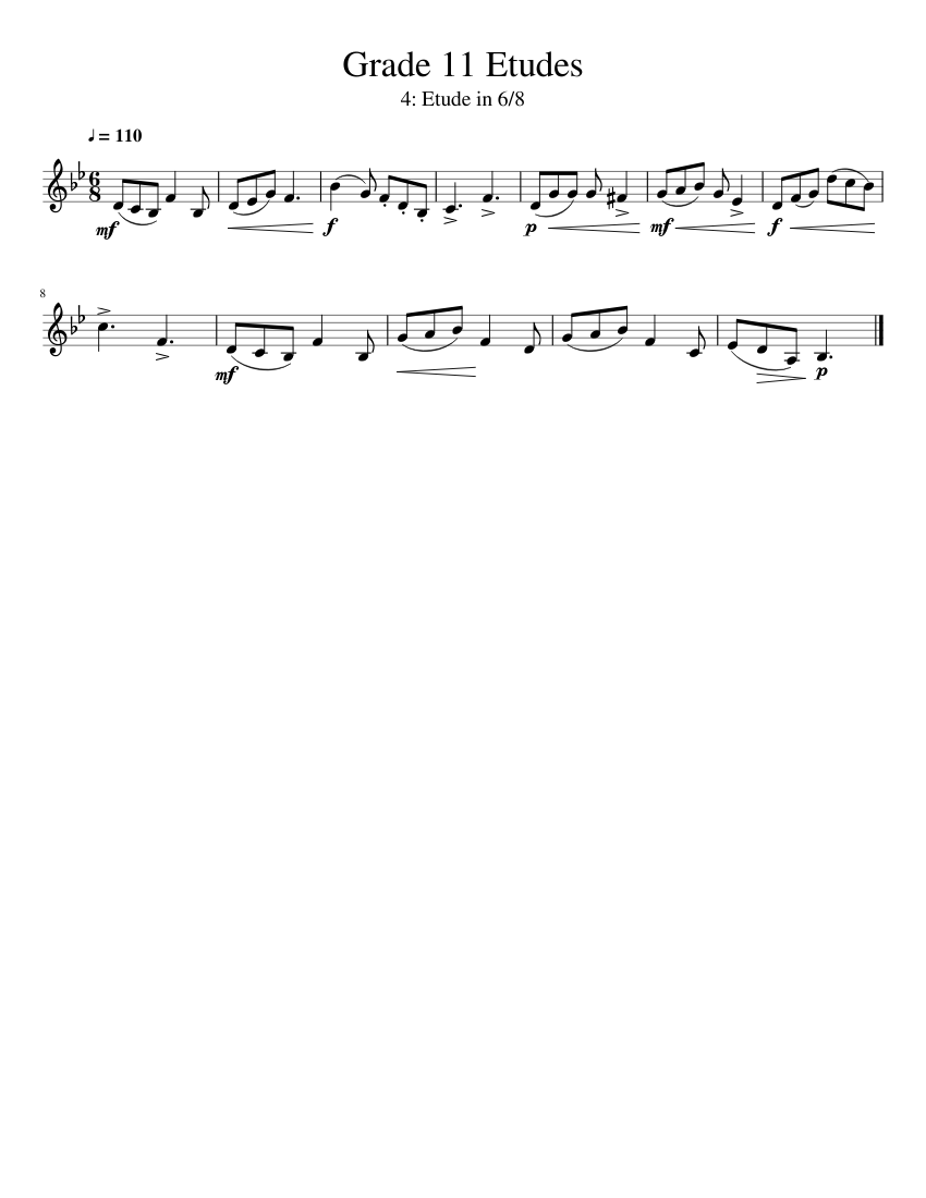 Etude in 6/8 Sheet Music for Trumpet in b-flat (Solo) | MuseScore.com