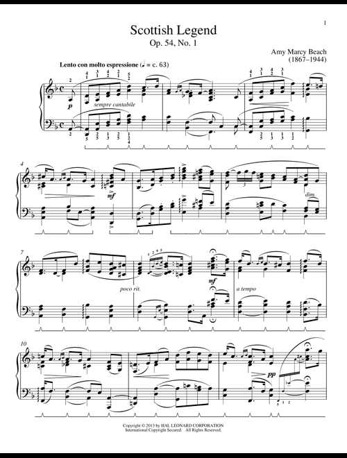 Scottish Legend, Op. 54, No. 1 (Ed. Gail Smith) - Amy Beach (Piano Solo)