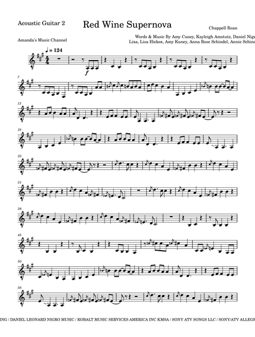 Red Wine Supernova (Arr. Amanda's Music Channel) - Chappell Roan (Solo Guitar)