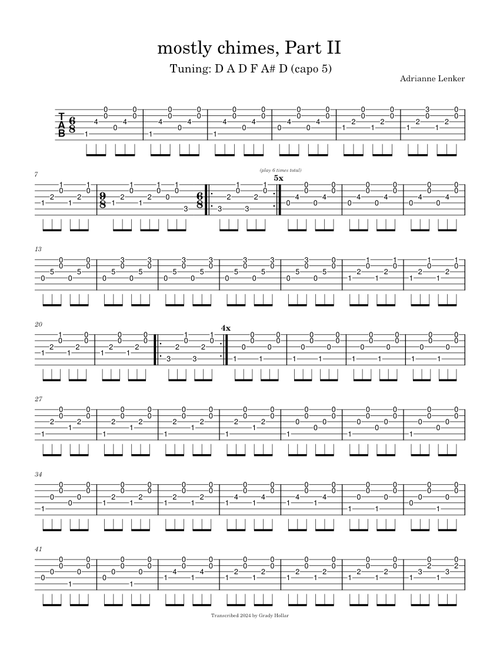 Adrianne Lenker - mostly chimes, Part II (TAB)