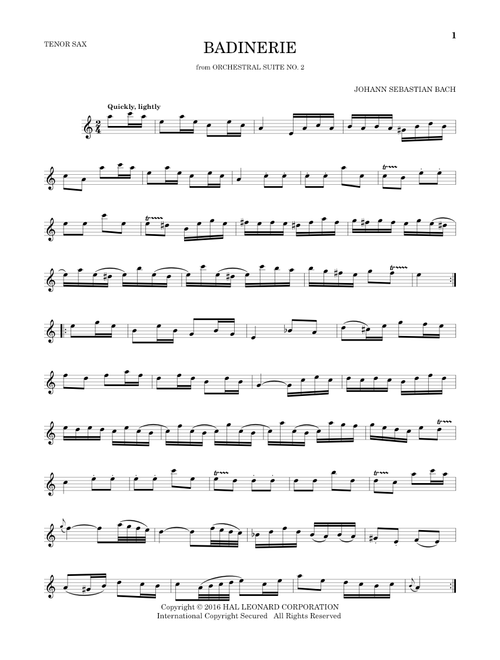 Badinerie (Suite No. 2) - Johann Sebastian Bach (Tenor Sax Solo)