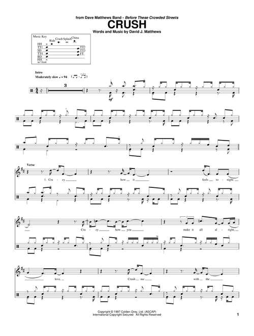 Crush - Dave Matthews Band (Drum Transcription)