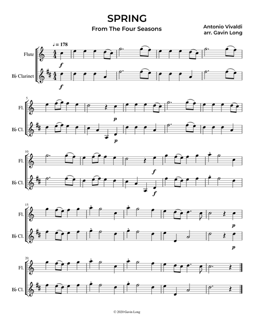 "Spring" from The Four Seasons - Flute & Clarinet Duet