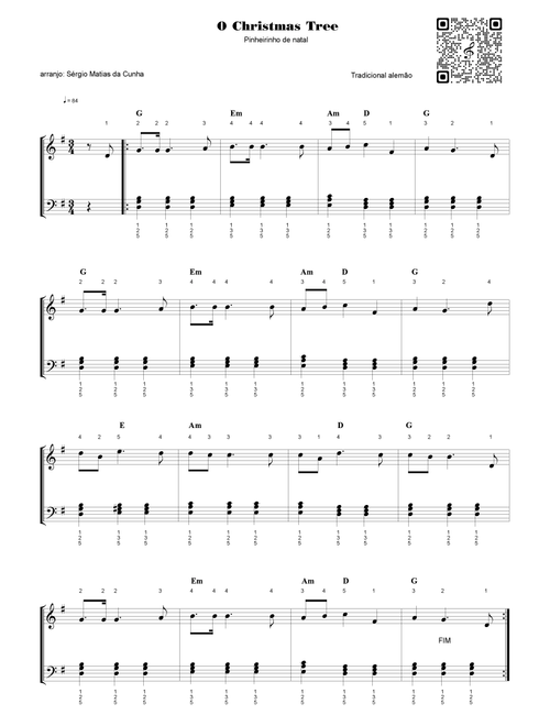 O Christmas Tree - pinheirinho de natal (Arr. Sérgio Matias da Cunha) - vários (Easy Piano)