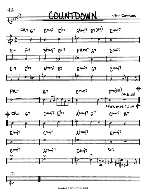 Countdown - John Coltrane (Real Book - Melody-Chords)